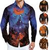 Men's Halloween Print Long Sleeve Button-down Shirt
