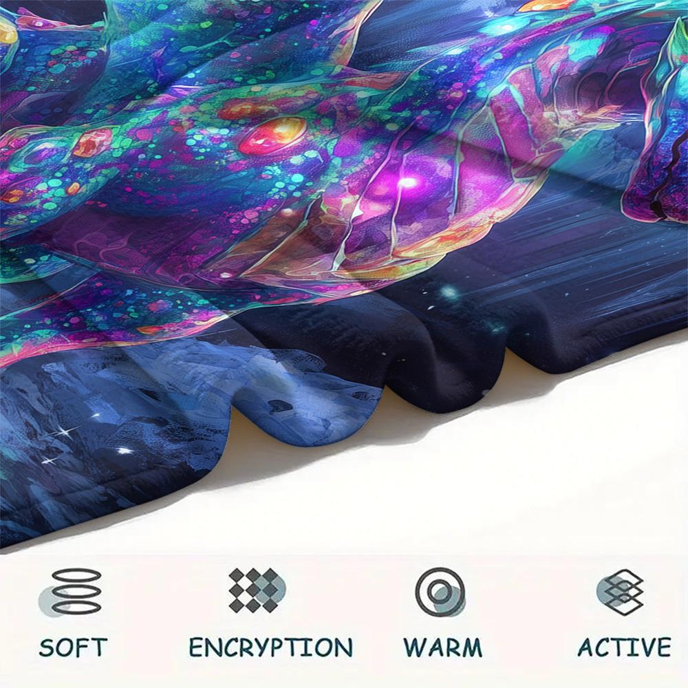 Colorful Dragons  Print Flannel Blanket, High quality Comfortable for All Seasons, Home Decor, Warmth and Comfort