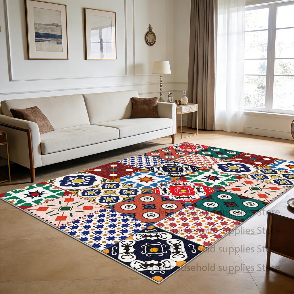 Colorful Ethnic Vintage Carpets Bohemian Living Room Decoration Large Area Rugs Washable Floor Fluffy Mat for Bedroom Bedside