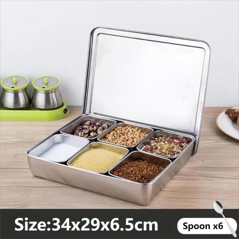 Edelstahl Gewürzbox Gewürz Salz Zucker Boxen mit Deckel Haushalt Küche Gewürz Aufbewahrungsbehälter Küchenzubehör