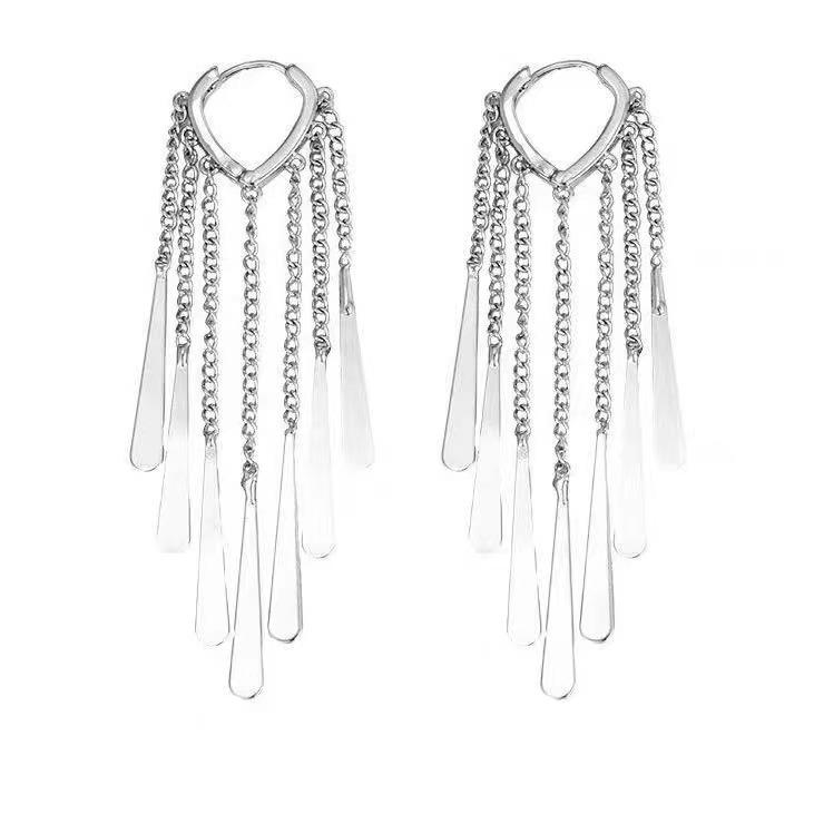 

S111 sterling silver long fringed earrings niche design 1111 new light luxury stud earrings premium earrings femininity