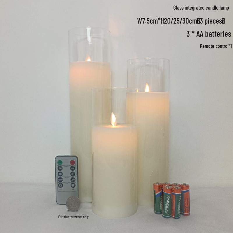 Remote-Controlled LED Glass Candle Lamp with Flickering Flame - Ideal for Romantic Home Decor and Weddings