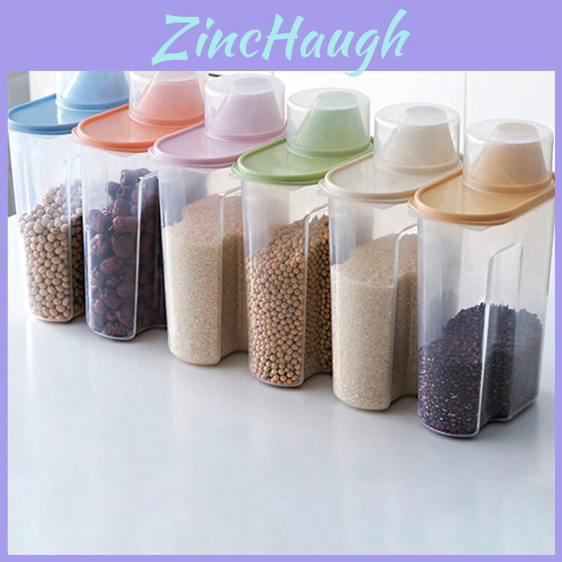 Dust-proof 4x Cereal Containers Dispenser With Measuring Cup And Clear Body 2.5l