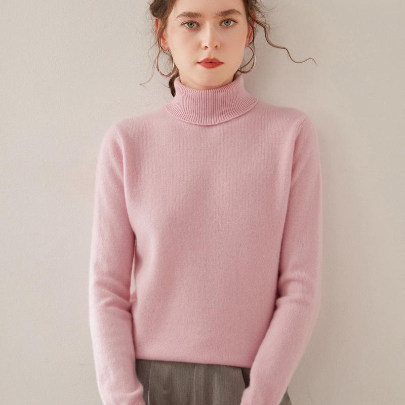 Women's Loose High Neck Cashmere Sweater - Soft, Sticky, and Versatile Knit Pullover for Autumn and Winter