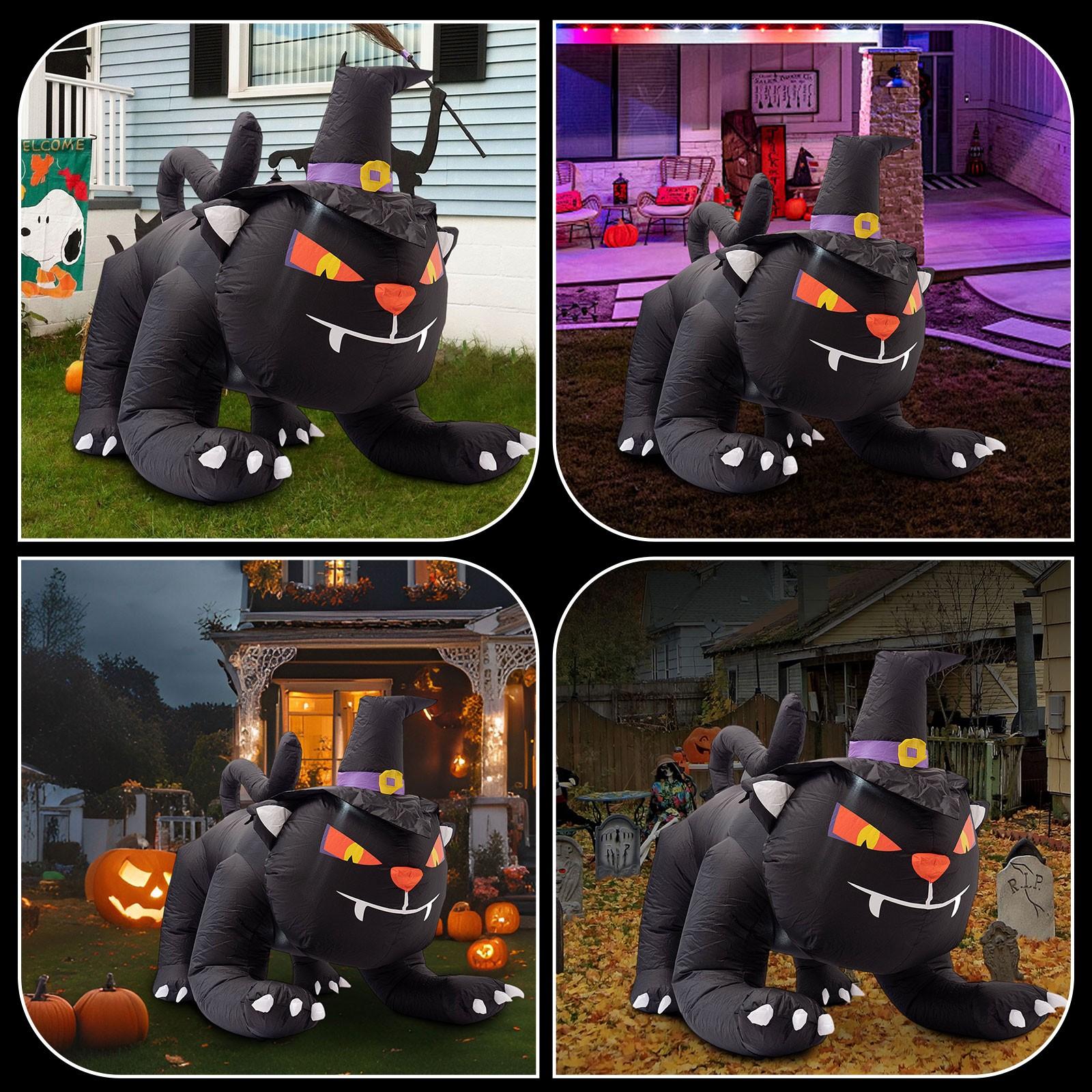 

Halloween Large Inflatable Belt = Witch Hat Luminous Plug Electric Model Outdoor Garden Decoration Pendant One Size