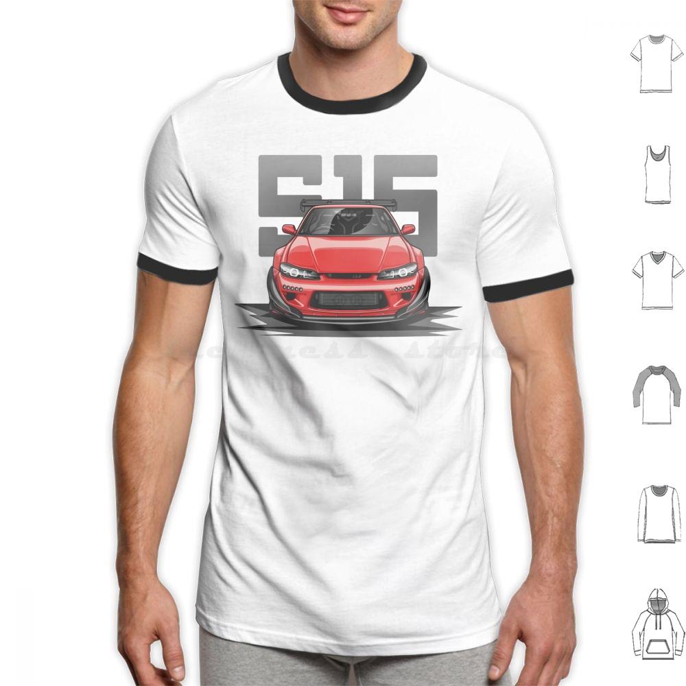 Silvia S15 Front  Candy Red  T Shirt 6xl Cotton Cool Tee Car Automotive Racing Vehicle Race Cool Sports Supercar Fitment Man