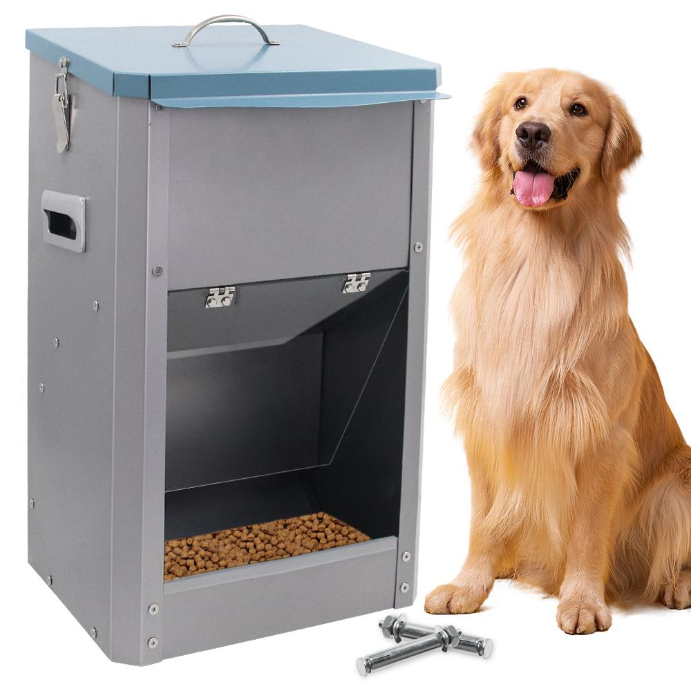 26LB Galvanized Automatic Dog Feeder High Quality Gravity Pet Food Feeder Dog Food Dispenser Outdoor Pet Feeder Large Capacity 5