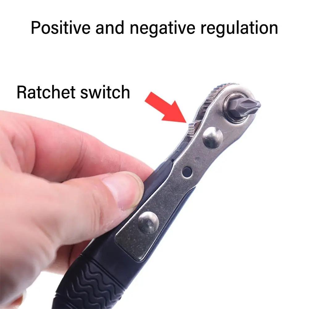 Batch Socket Ratchet Screwdriver 36-tooth with Batch Socket L-shaped Turning Wrench Two-way Screwdriver Narrow Small Space Gap