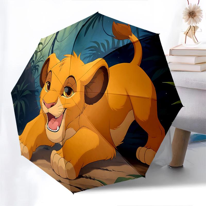 Lion, Jungle Themed Automatic Opening and Closing Umbrella, Brightly Colored 8-rib Portable Umbrella, Suitable for Men and Women, A Perfect