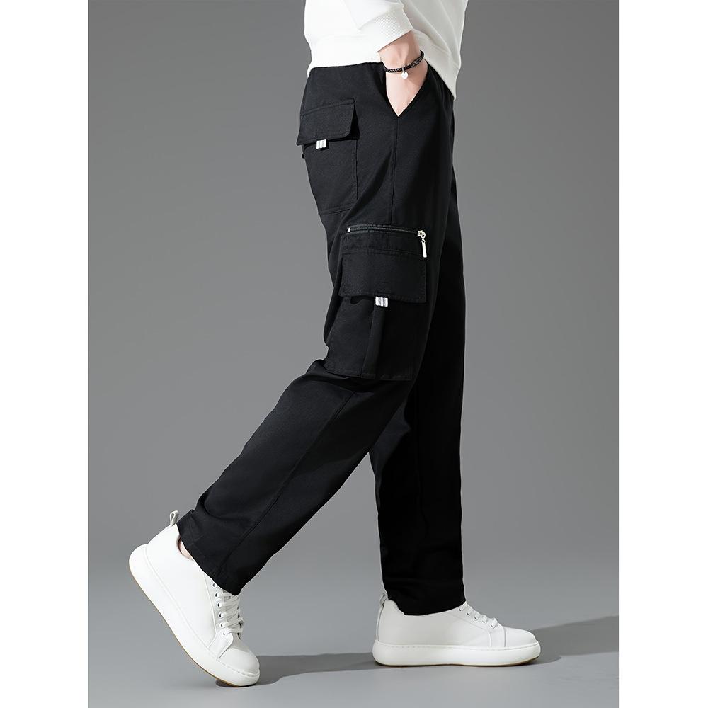 Multi-pocket tooling casual pants men's spring and autumn new straight sweatpants loose long pants