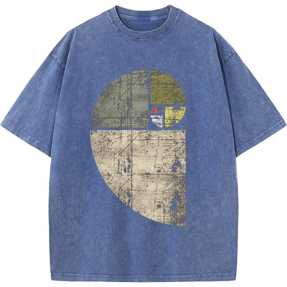 

Ретро Фибоначчи футболка с коротким рукавом хип-хоп уличная одежда Мужская и Женская винтажная футболка с водной стиркой Ретро 3XL