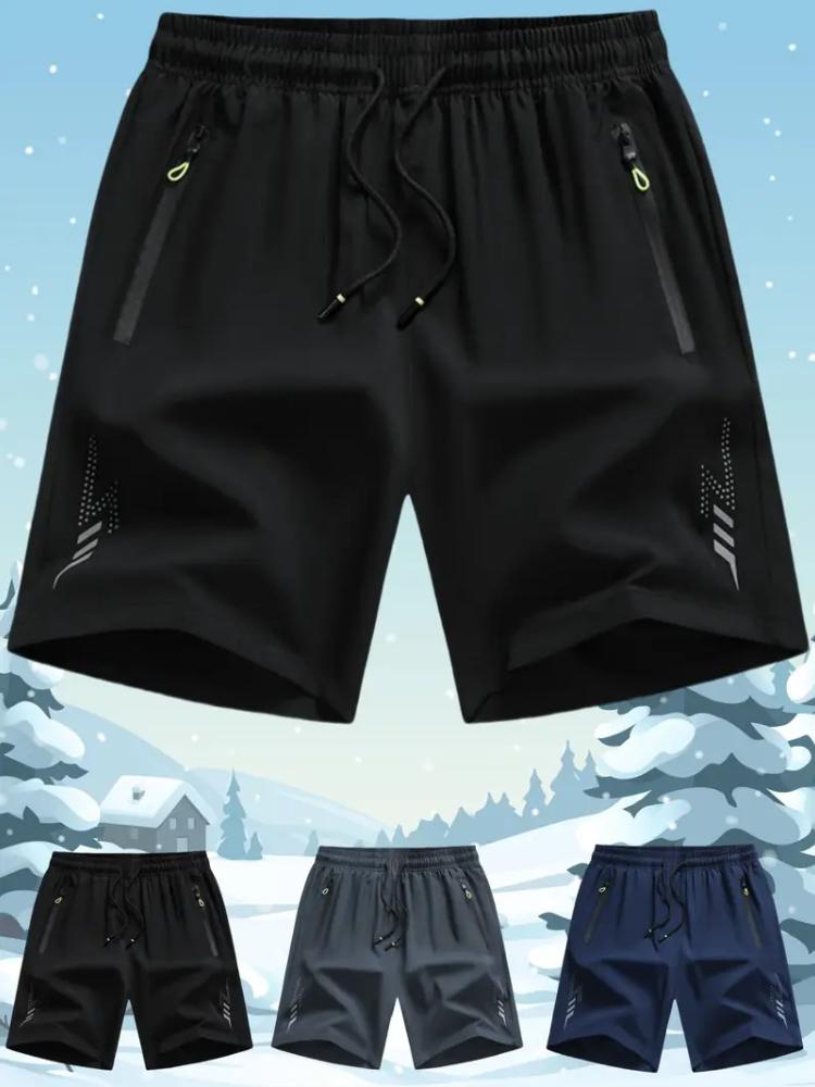 Men's Solid-color Quick-drying Shorts, Casual Slightly Elastic Drawstring Shorts, Suitable for Summer