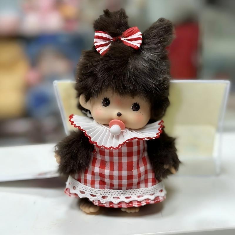 Monchhichi Key Ring Pendent Plush Adorable Cartoon Doll Backpack Ornaments Mengqiqi Bag Charms Plush Monkey Keyrings Birthday Gift