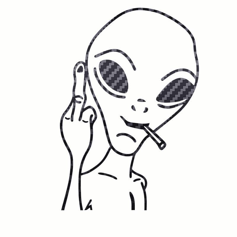 HungMieh Car Stickers Funny Alien Personality Ufo Decals Laser Vinyl Sticker Car 3D Car Styling Decoration 10.3X15cm