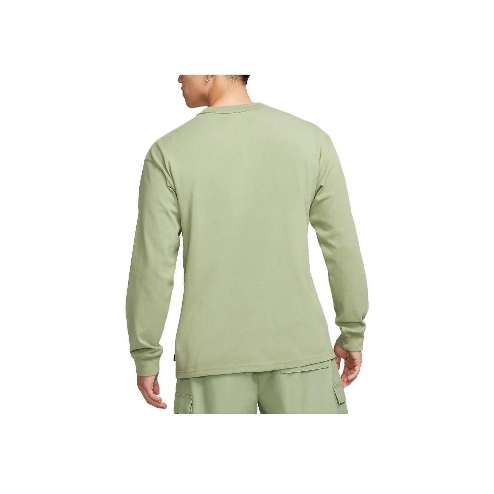 Nike Sportswear Premium Essentials Solid Crew Neck Long Sleeve T-Shirt Men Tops Green DO7391-386