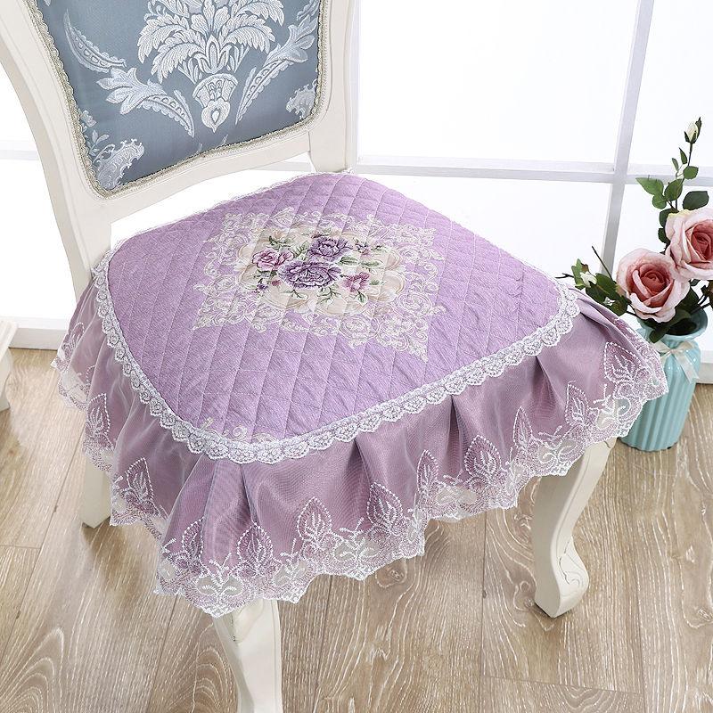 Universal Dining Chair Non-Slip Mat, Simple Solid Color Lace, Soft Stool Pads, Polyester, Machine Washable, Washable, Casual Style, All-Season