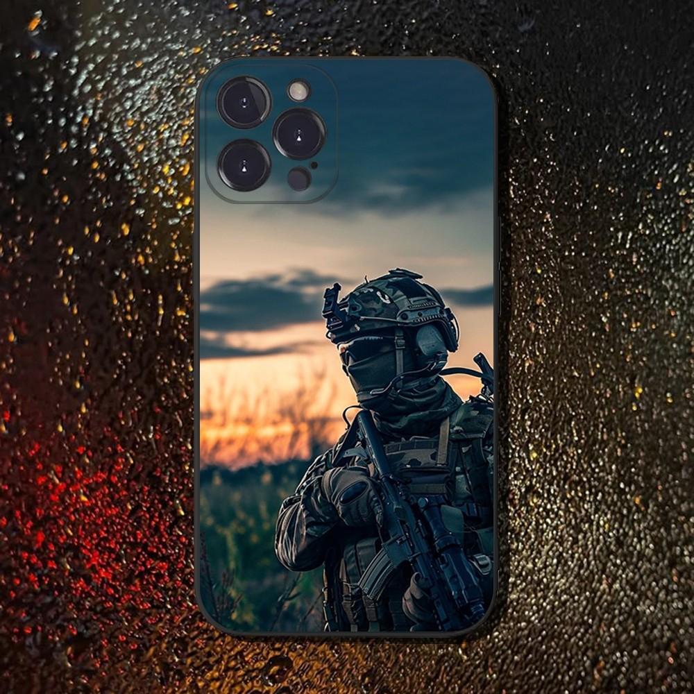 Army Special Forces Phone Case For iPhone 16,15,14,13,12,11 Plus,Pro Max,XS,X,XR,SE,Mini,8,7,Soft Silicone Black Cover