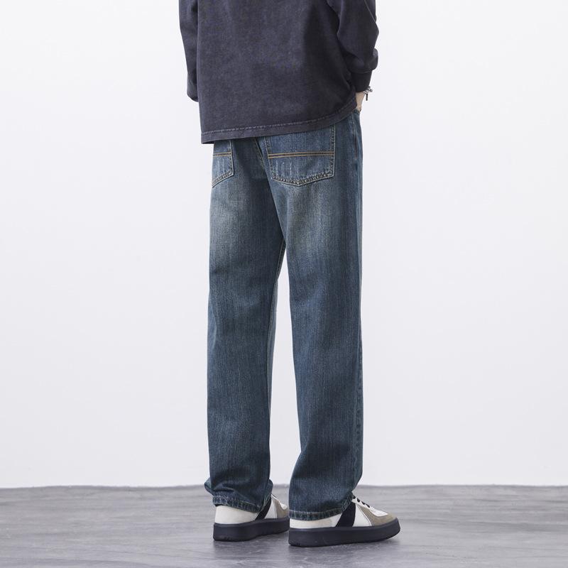 JYL Thick wide straight jeans men's retro simple universal men's pants