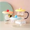 with Spoon Holder Silicone Cup Cover Round Heat-Resistant Lid Water Cup Lid Leak-Proof Anti-dust Coffee Mug Sealed Cap
