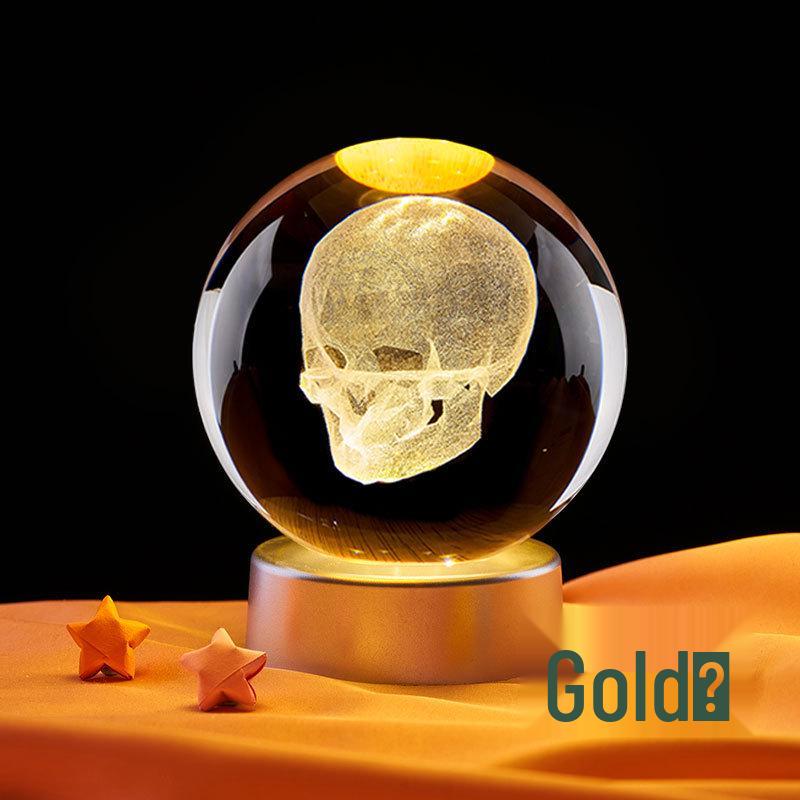 Skull Bluetooth Stand with Luminous Crystal Ball Night Light Decoration