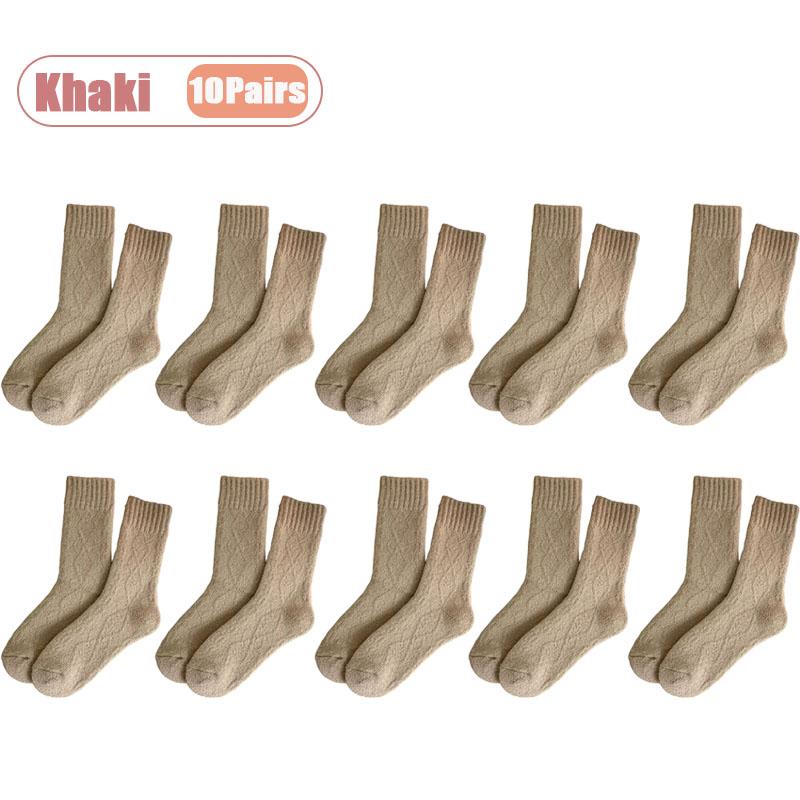 1-10Pairs Winter Plush Socks Women Thick Mid Calf Heating Thermal Long Socks Fall Cold Weather Maternity Postpartum Warm Sock