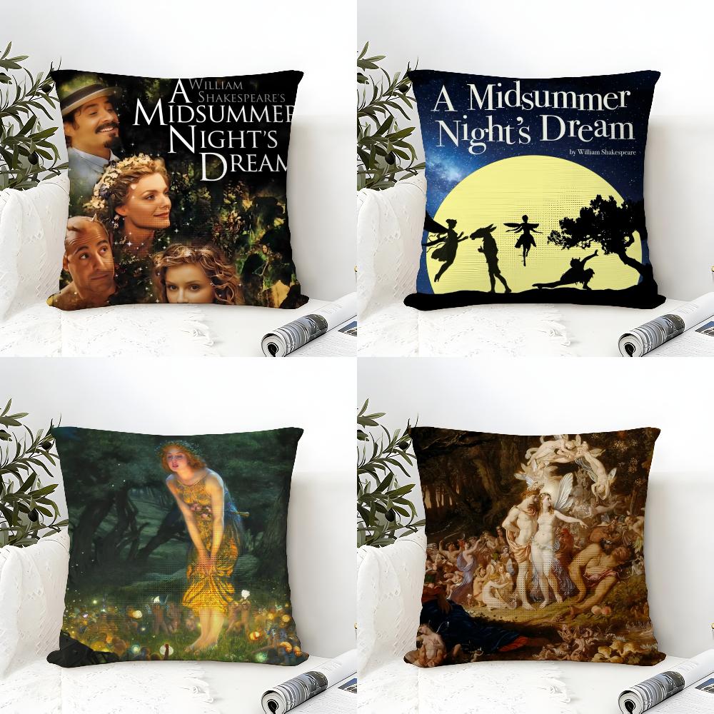 A Midsummer Nights Dream Pillow Case Cotton Linen Fabric Square Zipper Pillowcase Home Decorative Living Room