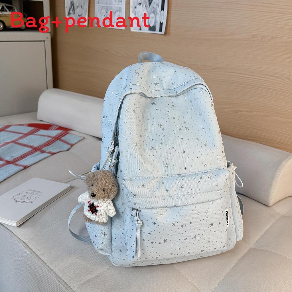 Starry Nylon Girls Backpack With Letter Print For Casual Travel And School Use