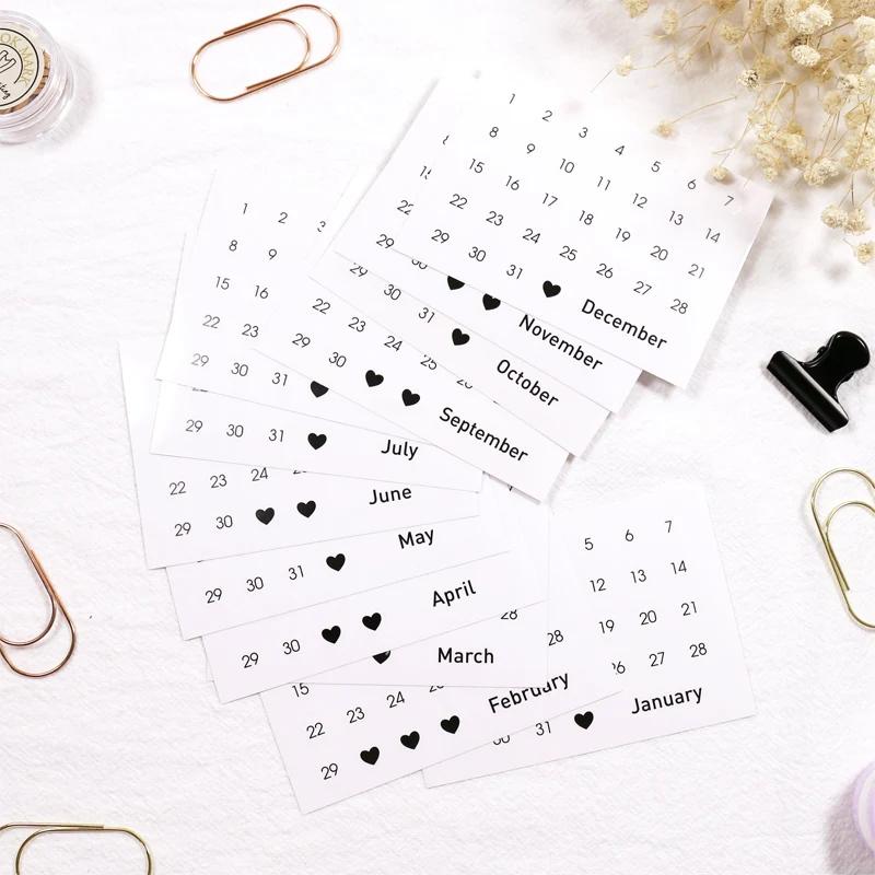 Transparent Date Stickers for Full Year 365 Days Planner Stickers Weekly Monthly Daily Book Label Index Stationery Stickers