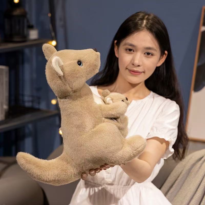 22/35cm Mother and Child Kangaroo Doll Simulation Doll Plush Toy Handmade Doll Cartoon Anime Cute Pillow Cushion Home Decoration
