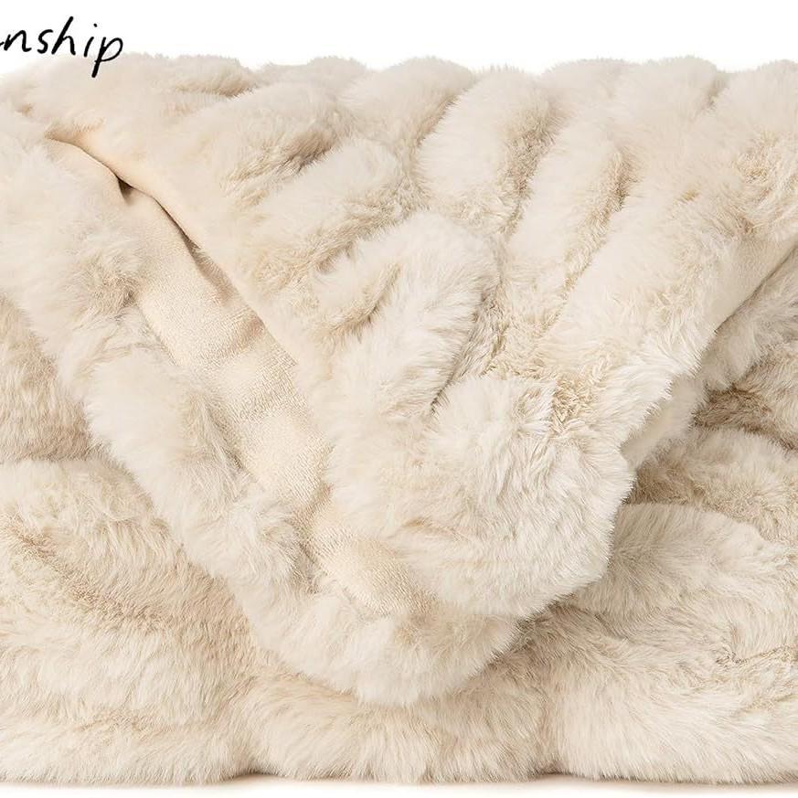New Style Tie-Dye Spandex Elastic Rabbit Fur Blanket for Autumn and Winter - Thick, Warm, Soft