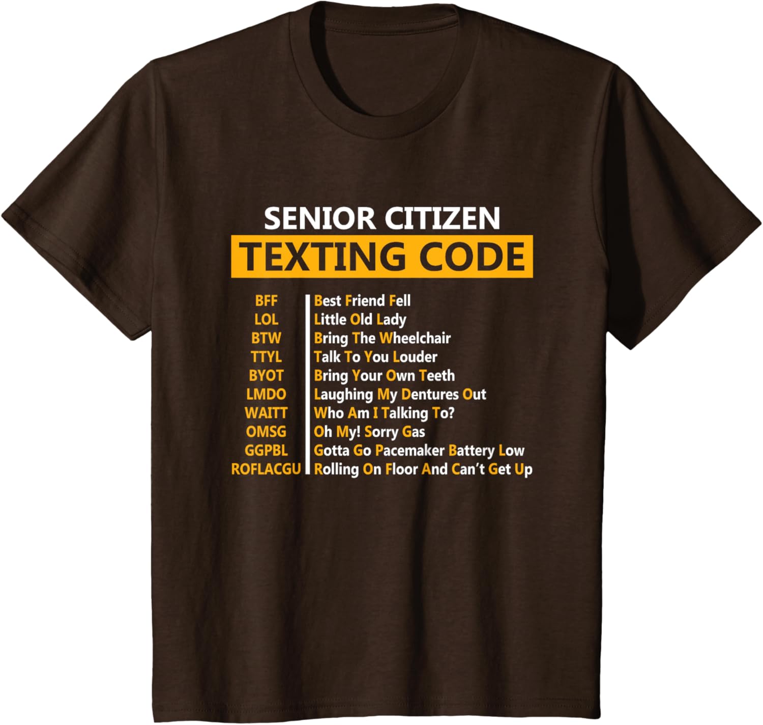 

Funny Senior Citizens Texting Code Design Gift for Grandpa TShirt 4XL