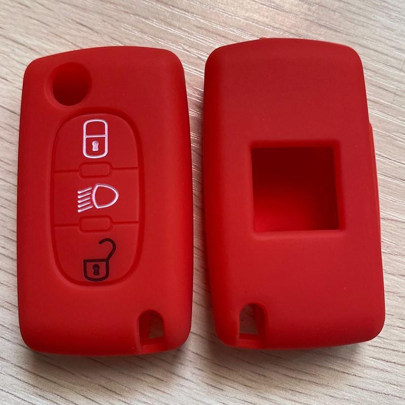 Silicone Rubber Car Key Cover Case Shell Protect For Citroen C2 C4 C5 Picasso Xsara C5 C6 C8 Folding 3 Button Key Accessories