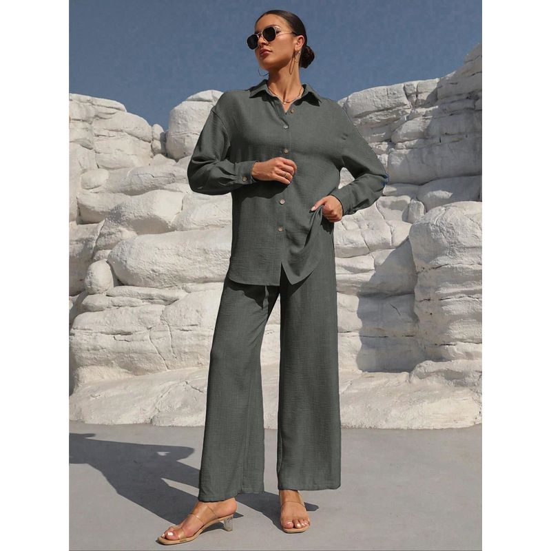 Western Style New Fashion Casual Loose Shirts Trousers Two-Piece Suit Shirt and Pants Set Suit
