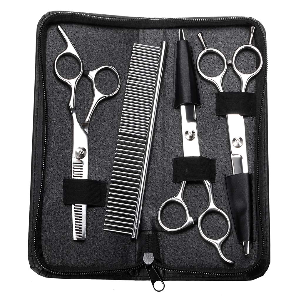 

Sumnacon Stainless Steel Grooming Scissors for Dogs and Thinning Shears and Curved Shears Set for and with Case 6-Piece Cats, Haircutting, чёрный