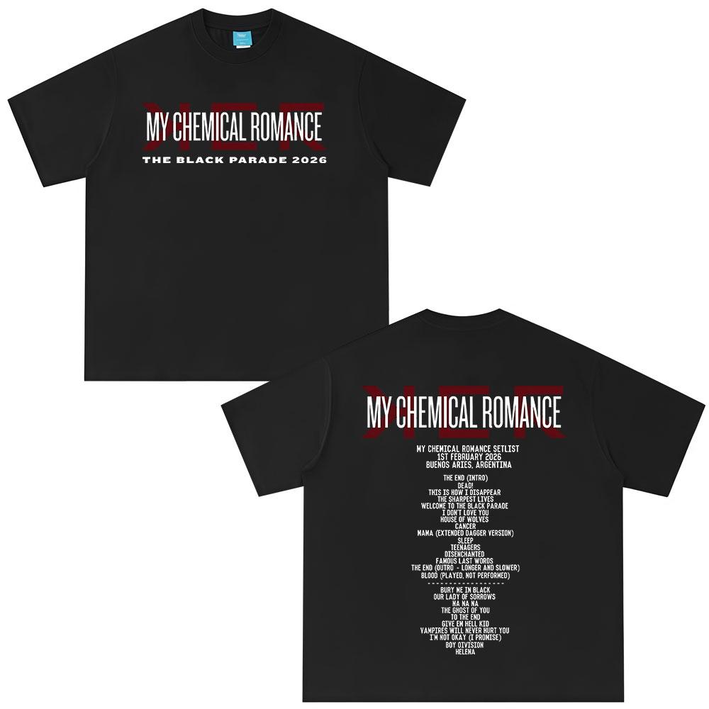 The Black Parade 2026 Tour Tshirts Punk Rock Band My Chemical RoUnisexce Tshirt Unisexs Women Clothing Vintage T Shirt Streetwear