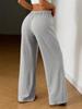 European & American Women's Solid Color Elastic Waist Wide-Leg Casual Pants