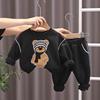 Korean Kids' Autumn Bear Sweatshirt & Sweatpants Set – Cartoon Two-Piece Long Sleeve Outfit