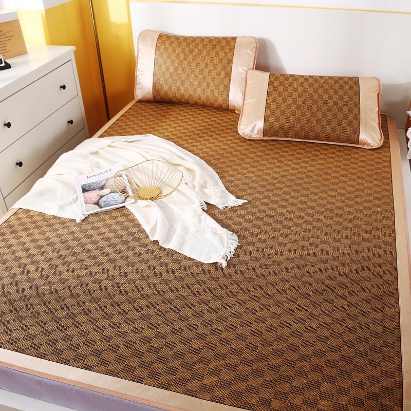 Summer Double-Sided Foldable Rattan and Ice Silk Cooling Mat