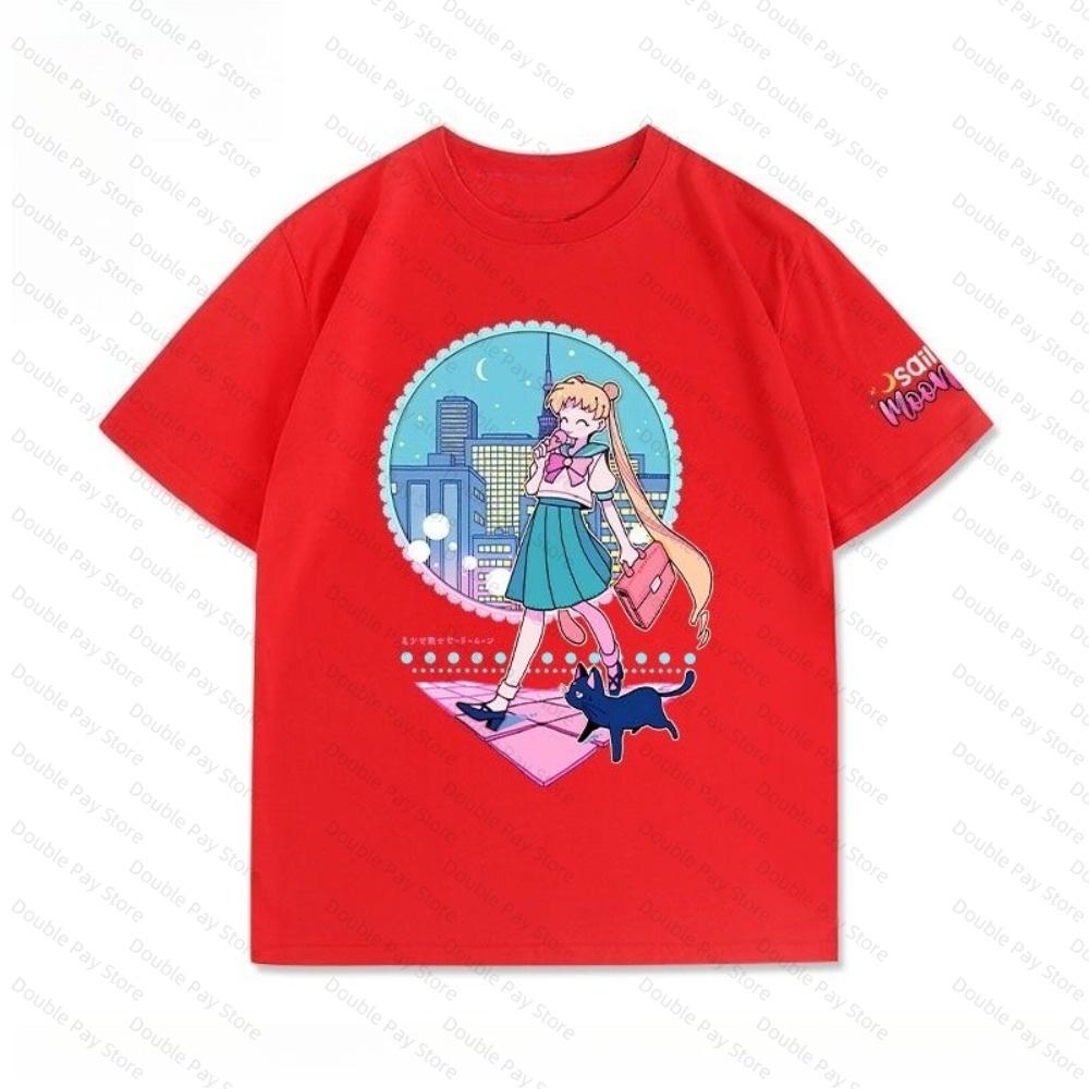 

Sailor Moon Усаги Цукино Унисекс Хлопковая Футболка 2026 Лето Новый Аниме Принт Свободная Повседневная Родитель-Ребенок Короткий Рукав Топы S
