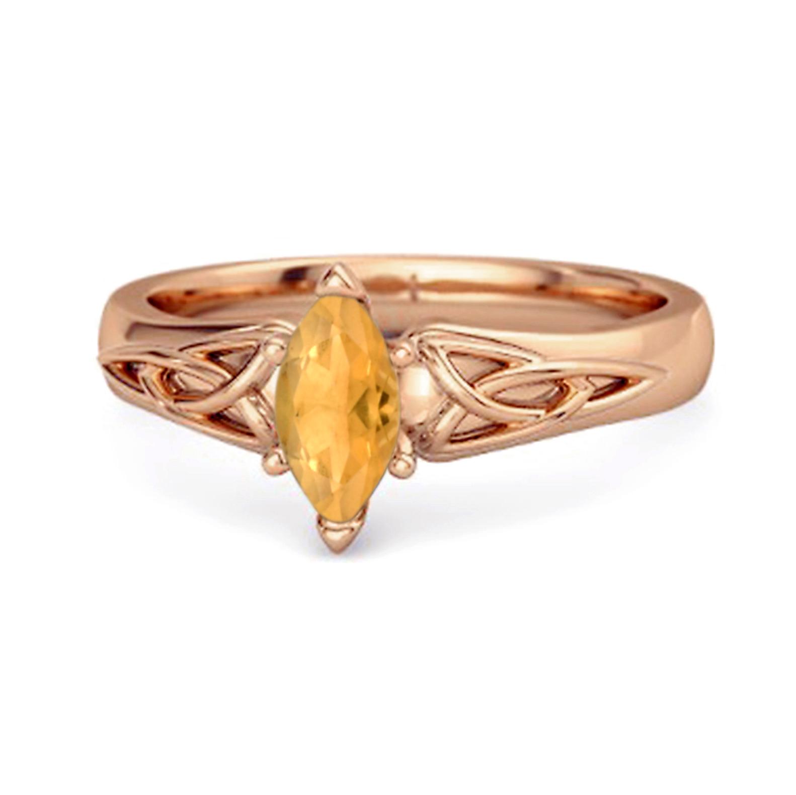 Celtic Citrine Ring 925 Sterling Silver Rose Gold Vermeil Trinity Knot Band Ring 11.5 ярко-розовый