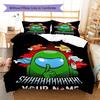 Among Us Custom Name Pattern Bedding,Quilt Set Quilt Cover Pillowcase Home Birthday Gift(1 * Duvet Cover + 2 * Pillowcase, Without Core)