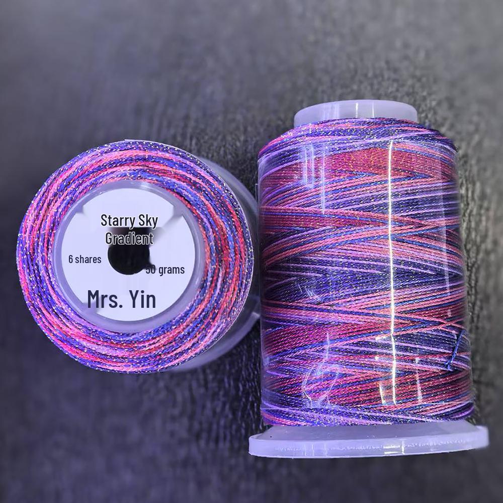 Starry Sky Gradient Yarn: 6-Strand Purple Illusion Tassel for DIY Bracelet & Handmade Weaving Accessories.