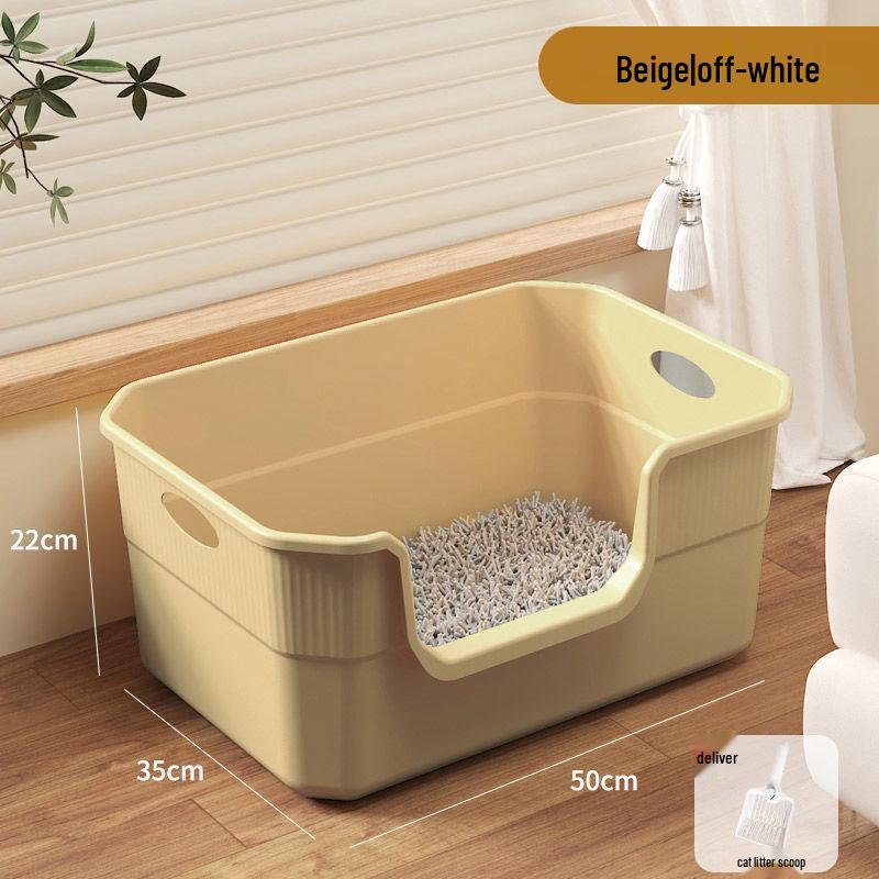 Extra-Large Splash-Proof Semi-Enclosed Cat Litter Box for Maine Coons
