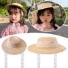 Flat Top Straw Hat Handwoven Sunscreen Cap Fashion Baby Girl Sun Hat  for Kids Decorative Props