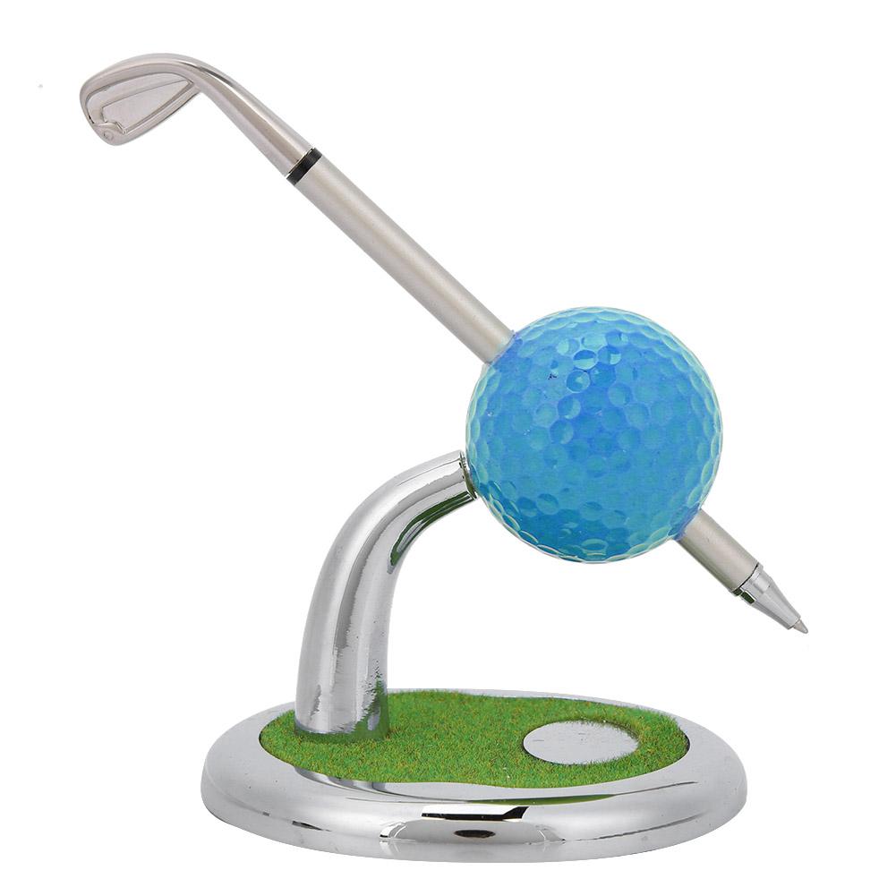Soporte de Escritorio Portaplumas con Forma de Bola de Golf con un Bolígrafo y un Reloj Decoración de Escritorio Regalo de Golf(azul)