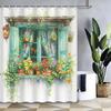Shower Curtain: Charming Window with Blooming Flowers and Lantern for a Cozy and Inviting Bathroom Decor