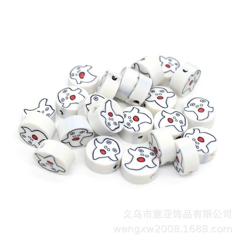 Halloween Polymer Clay Beads Spooky Skull Pumpkin Ghost Spacer DIY Jewelry Making 10mm 1000pcs