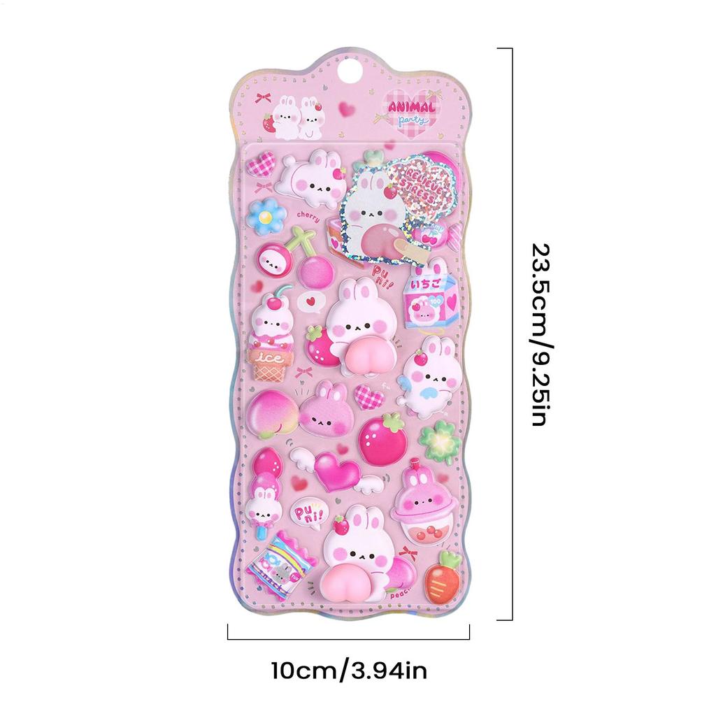 3D Animal Stickers for Kids, Cute Puffy Stickers Self-Adhesive Decals for Scrapbooking Journals Laptop Phone Case Water Bottle