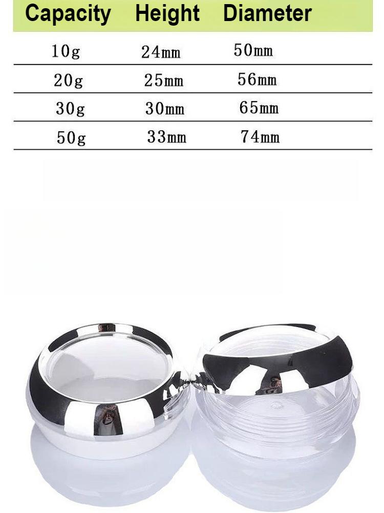 Acrylic PS Pill Box 10g-50g, Refillable Cream Jar & Cosmetic Container for Placenta Time Capsule Empty Bottles