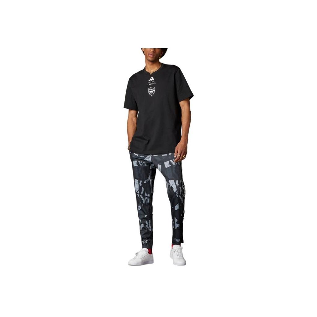 adidas Arsenal Labrums T-Shirt Graphic Print Crew Neck Short Sleeve Men Tops Black JI9435